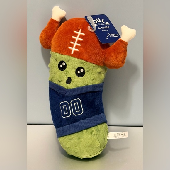 Football Pickle Plush Toy Medium to Small Doggie Toy Squeaky & Crinkles NWT - Picture 8 of 8